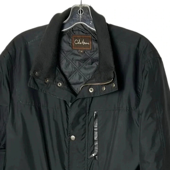 Cole Haan performance jacket,black,wool blend,lambskin trim,thermal,career,snaps - Picture 8 of 16